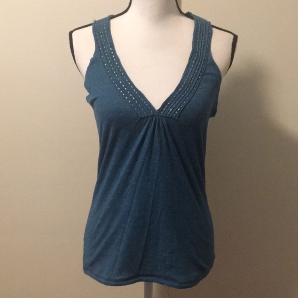 Sparkle & Fade Sleeveless Beaded Racer Tank sz S